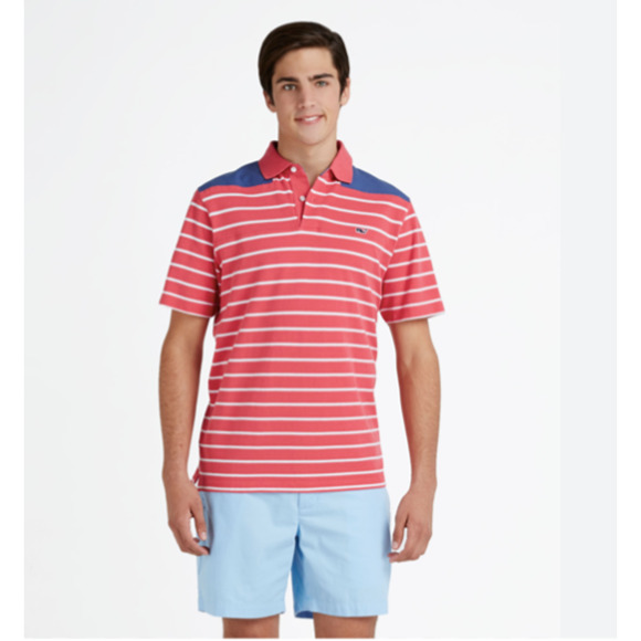 Vineyard Vines Polo Shirt Mens L Large Pink Striped Cotton Collared Island Shep - Picture 11 of 12